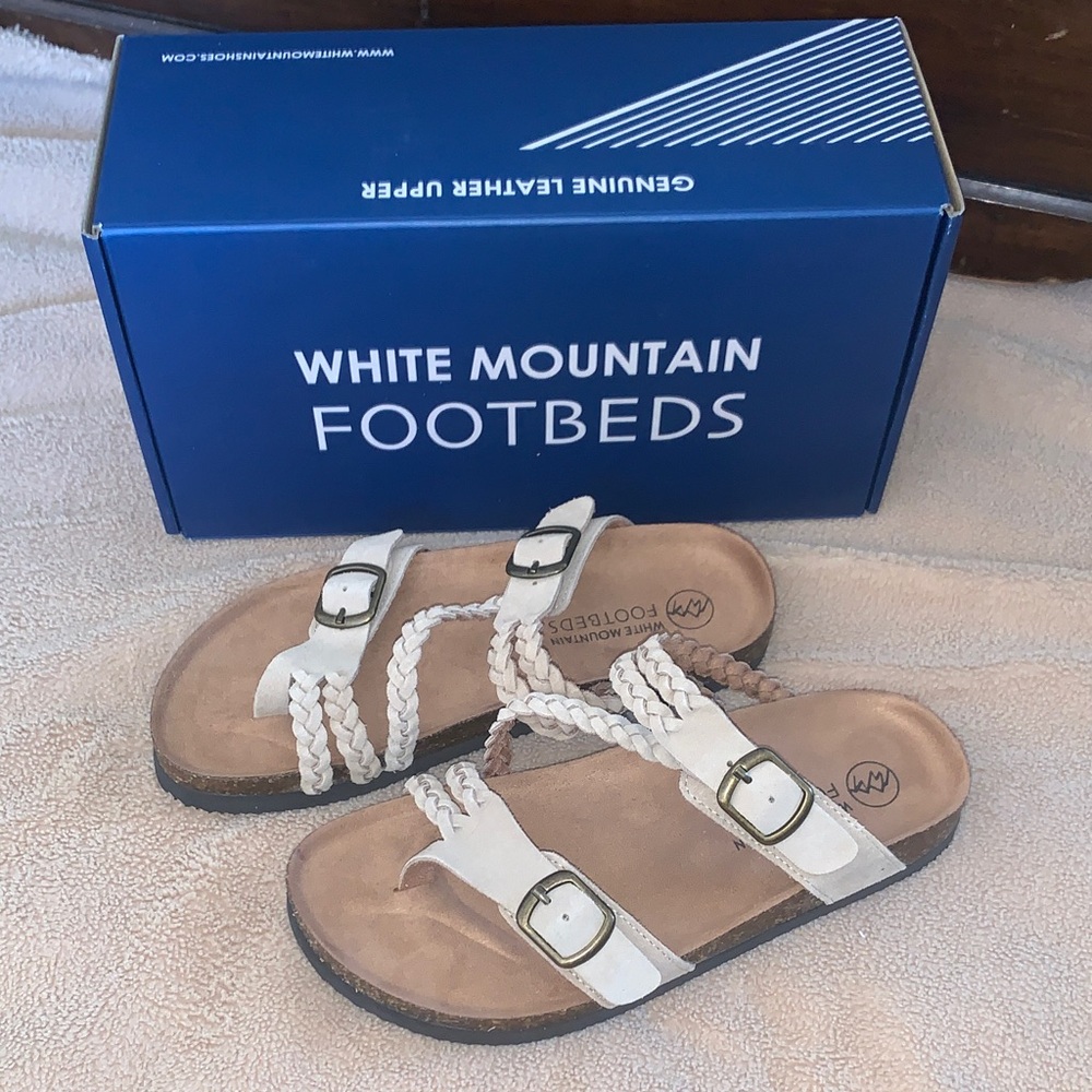 White Mountain Women’s Cream Braided Double-Strap Slide Sandals- Haziest